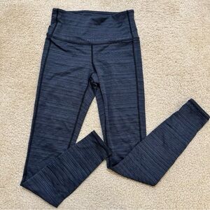 Athleta Women Navy Blue Jacquard High Rise Chaturanga Leggings